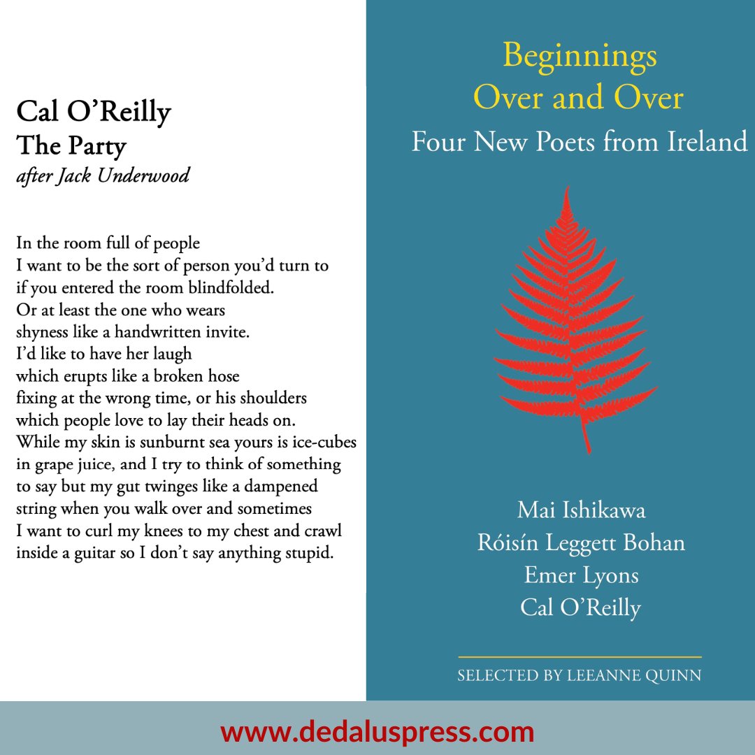 Dedalus Press (@dedaluspress) on Twitter photo A poem by Cal O’Reilly from 'Beginnings Over and Over: Four New Poets from Ireland' edited by Leeanne Quinn (Dedalus Press, Apr 2025)
#ArtsCouncilSupported
<a href="/artscouncil_ie/">The Arts Council / An Chomhairle Ealaíon</a>
@artscouncilireland A poem by Cal O’Reilly from 'Beginnings Over and Over: Four New Poets from Ireland' edited by Leeanne Quinn (Dedalus Press, Apr 2025)
#ArtsCouncilSupported
<a href="/artscouncil_ie/">The Arts Council / An Chomhairle Ealaíon</a>
@artscouncilireland
