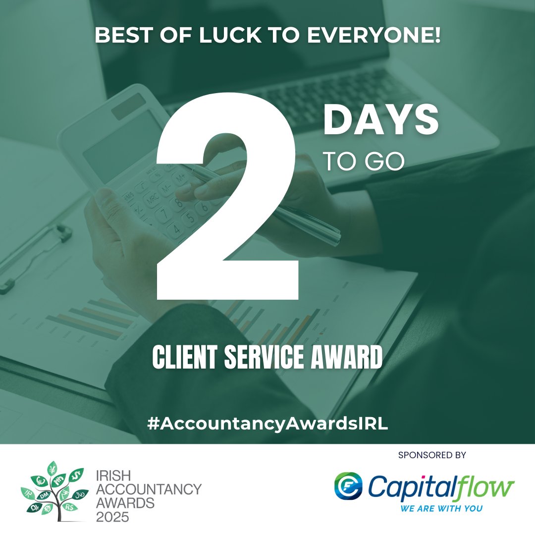 Accountancy Awards (@accountancyirl) on Twitter photo The team at <a href="/Capitalflow_IRL/">Capitalflow</a> is excited to discover who will take home the coveted awards at the IAA 2025 on May 1st, 2025 at Royal Dublin Convention Centre.
Best of luck to all finalists, especially those in our sponsored award – Client Service Award.
#AccountancyAwardsIRL The team at <a href="/Capitalflow_IRL/">Capitalflow</a> is excited to discover who will take home the coveted awards at the IAA 2025 on May 1st, 2025 at Royal Dublin Convention Centre.
Best of luck to all finalists, especially those in our sponsored award – Client Service Award.
#AccountancyAwardsIRL