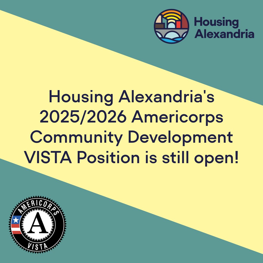 Housing Alexandria is still hiring for our Community Development VISTA position for the 2025-2026 VISTA year! Visit the careers page on our website to learn more by following this link:
tinyurl.com/2ek6th2c