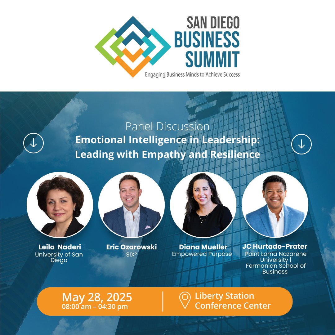 sdbizchamber's tweet image. Want to lead with empathy, resilience, and impact? Join our Emotional Intelligence in Leadership panel at the San Diego Business Summit.

Get your tickets today! sdbusinesschamber.com/san-diego-busi…

#SDBS2025 #nsdbc #sandiegonetworking #businesssummit #localbusiness