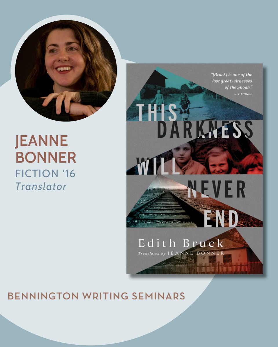 Bennington MFA (@bennmfa_writing) on Twitter photo Congratulations to <a href="/bonnerjeanne/">Jeanne Bonner</a>, MFA ’16, on her translation of THIS DARKNESS WILL NEVER END, a long-lost 1962 story collection by Holocaust survivor Edith Bruck. The project was supported by a <a href="/NEAarts/">Nat'l Endow f/t Arts</a> Translation Fellowship.
vist.ly/3n33sfc Congratulations to <a href="/bonnerjeanne/">Jeanne Bonner</a>, MFA ’16, on her translation of THIS DARKNESS WILL NEVER END, a long-lost 1962 story collection by Holocaust survivor Edith Bruck. The project was supported by a <a href="/NEAarts/">Nat'l Endow f/t Arts</a> Translation Fellowship.
vist.ly/3n33sfc