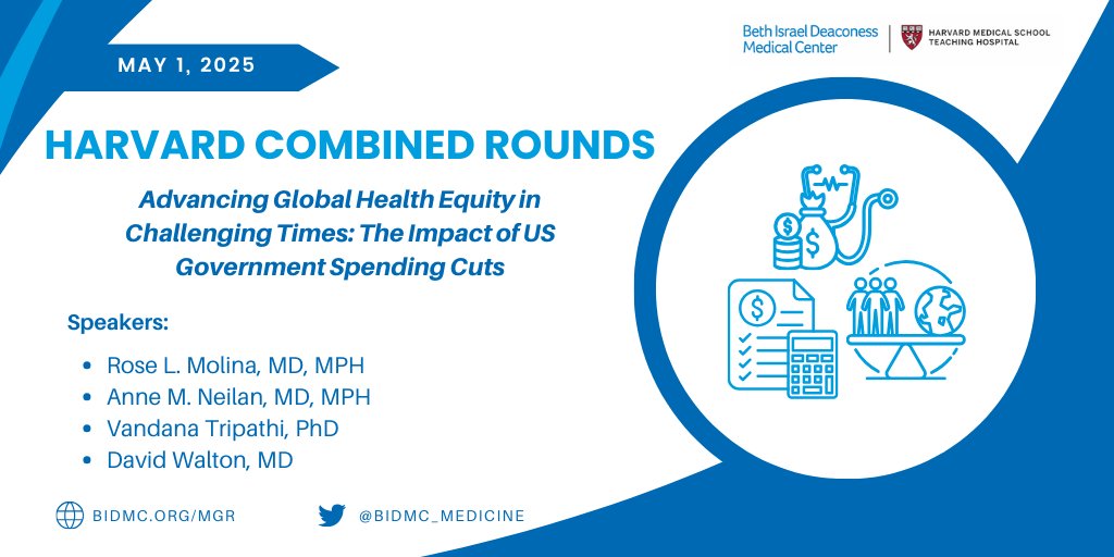 BIDMC Department of Medicine (@bidmc_medicine) on Twitter photo This week's <a href="/harvardmed/">Harvard Medical School</a> Combined Rounds is entitled, "Advancing Global Health Equity in Challenging Times: The Impact of US Government Spending Cuts," featuring <a href="/BIDMC_ObGyn/">BIDMC Obstetrics and Gynecology</a>'s Dr. Rose Molina. Join us!
📅 May 1
🕗 8am
💻 bit.ly/3P9aUC6 This week's <a href="/harvardmed/">Harvard Medical School</a> Combined Rounds is entitled, "Advancing Global Health Equity in Challenging Times: The Impact of US Government Spending Cuts," featuring <a href="/BIDMC_ObGyn/">BIDMC Obstetrics and Gynecology</a>'s Dr. Rose Molina. Join us!
📅 May 1
🕗 8am
💻 bit.ly/3P9aUC6