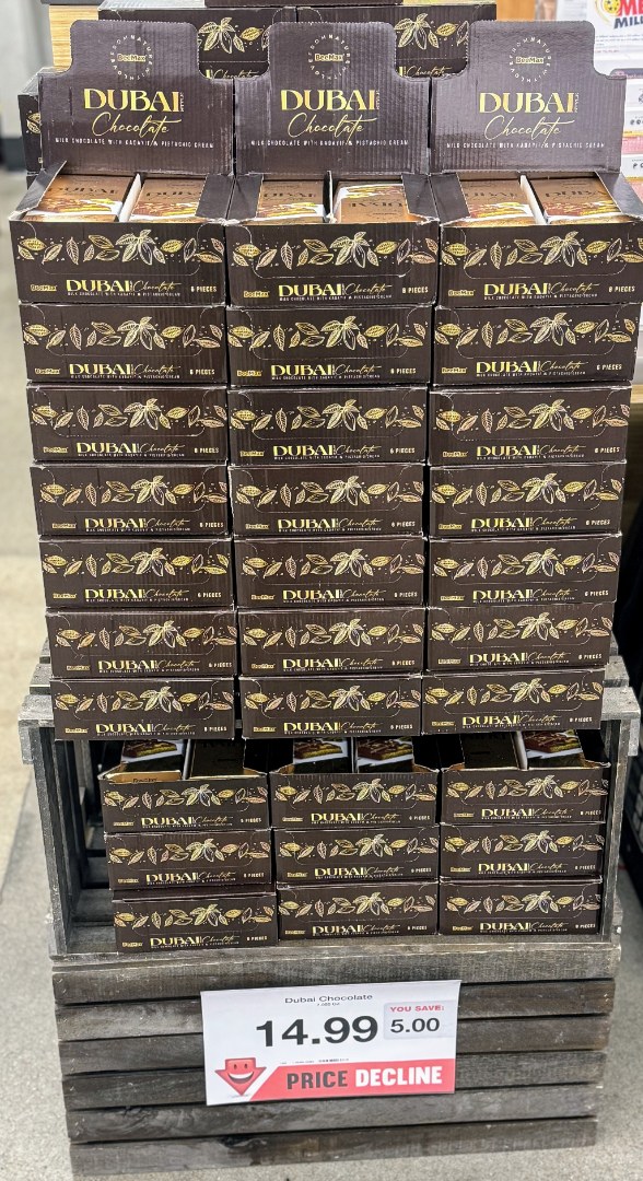 Dubai Chocolate is back in stock at your Lawrence Hy-Vee! 🍫