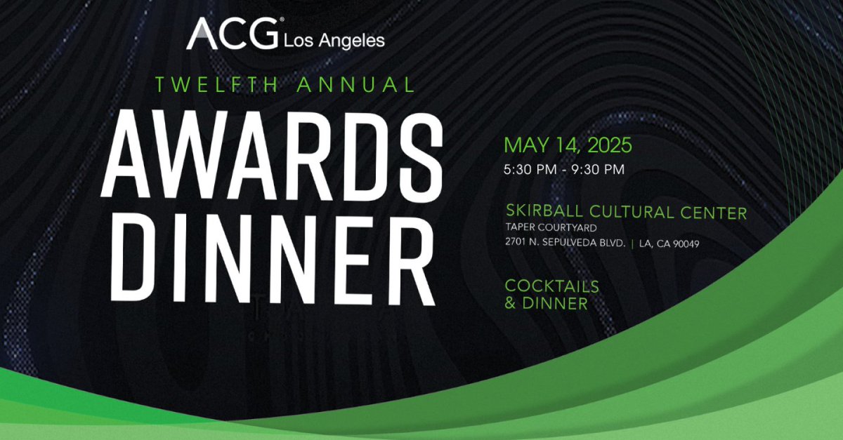 We’re proud to support the 2025 ACG Los Angeles Awards Gala, celebrating exceptional leadership, innovation, and impact across Southern California’s business community.

Event details: acg.org/los-angeles/ev…