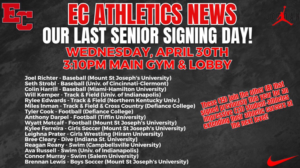Tomorrow we will recognize and celebrate our last round of Class of '25 student-athletes extending their athletic careers at the college level.  This brings our total for the year to 25!