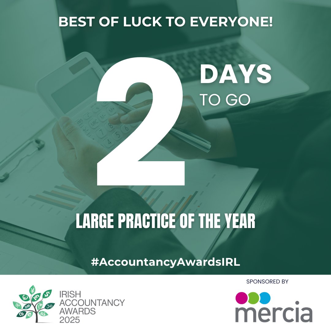Accountancy Awards (@accountancyirl) on Twitter photo The team at <a href="/merciagroup/">Mercia Group</a> is excited to discover who will take home the coveted awards at the IAA 2025 on May 1st, 2025 at Royal Dublin Convention Centre.
Best of luck to all finalists, especially those in our sponsored award – Large Practice of the Year.
#AccountancyAwardsIRL The team at <a href="/merciagroup/">Mercia Group</a> is excited to discover who will take home the coveted awards at the IAA 2025 on May 1st, 2025 at Royal Dublin Convention Centre.
Best of luck to all finalists, especially those in our sponsored award – Large Practice of the Year.
#AccountancyAwardsIRL