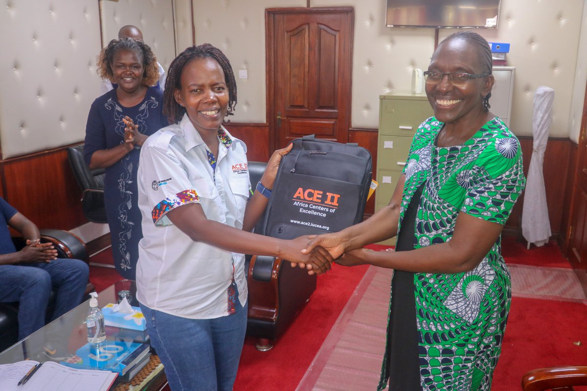 Empowerment in action!  Miss Agnes Asiimwe the Information and Communication Officer for the Africa Higher Education Centres of Excellence or the ACE II project, delivered visibility materials to three remarkable students under the ACE II female scholarship program in JOOUST.