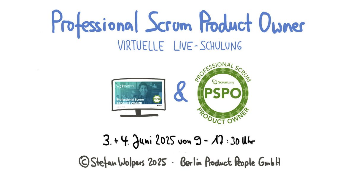 🎓 🇩🇪 🖥 “Top Training, aus dem ich zahlreiche Impulse für meine Aufgabe als Product Owner mitnehmen konnte.”

Am 3. und 4. Juni 2025:

"Professional Scrum Product Owner Schulung" buff.ly/YJ6ntlK @scrumdotorg