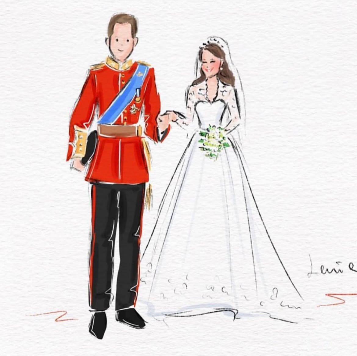 Lenillustration's tweet image. Happy wedding anniversary to Prince and Princess of Wales