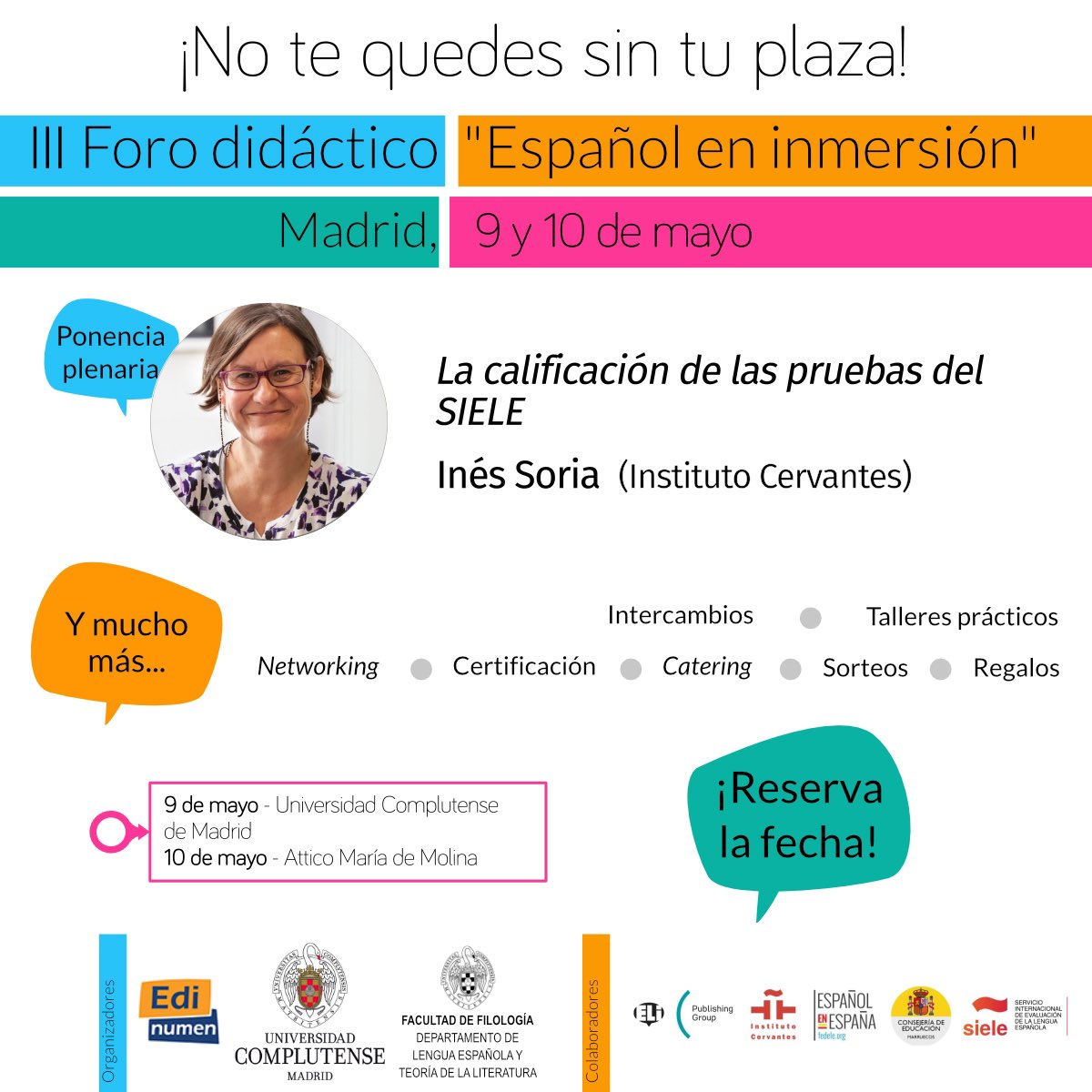 Editorial Edinumen (@edinumen) on Twitter photo ▶️ TALLERES PRÁCTICOS del III Foro didáctico "Español en inmersión"
📕 La calificación de las pruebas SIELE
👤 Inés Soria (Instituto Cervantes)
🤝 <a href="/InstCervantes/">Instituto Cervantes</a> <a href="/federacionele/">FEDELE</a> <a href="/ELI_Edizioni/">ELI Edizioni</a> <a href="/FilologiaUCM/">Facultad de Filología de la UCM</a> <a href="/SIELE_org/">SIELE</a>
🔗 edinumen.es/materiales/for… ▶️ TALLERES PRÁCTICOS del III Foro didáctico "Español en inmersión"
📕 La calificación de las pruebas SIELE
👤 Inés Soria (Instituto Cervantes)
🤝 <a href="/InstCervantes/">Instituto Cervantes</a> <a href="/federacionele/">FEDELE</a> <a href="/ELI_Edizioni/">ELI Edizioni</a> <a href="/FilologiaUCM/">Facultad de Filología de la UCM</a> <a href="/SIELE_org/">SIELE</a>
🔗 edinumen.es/materiales/for…