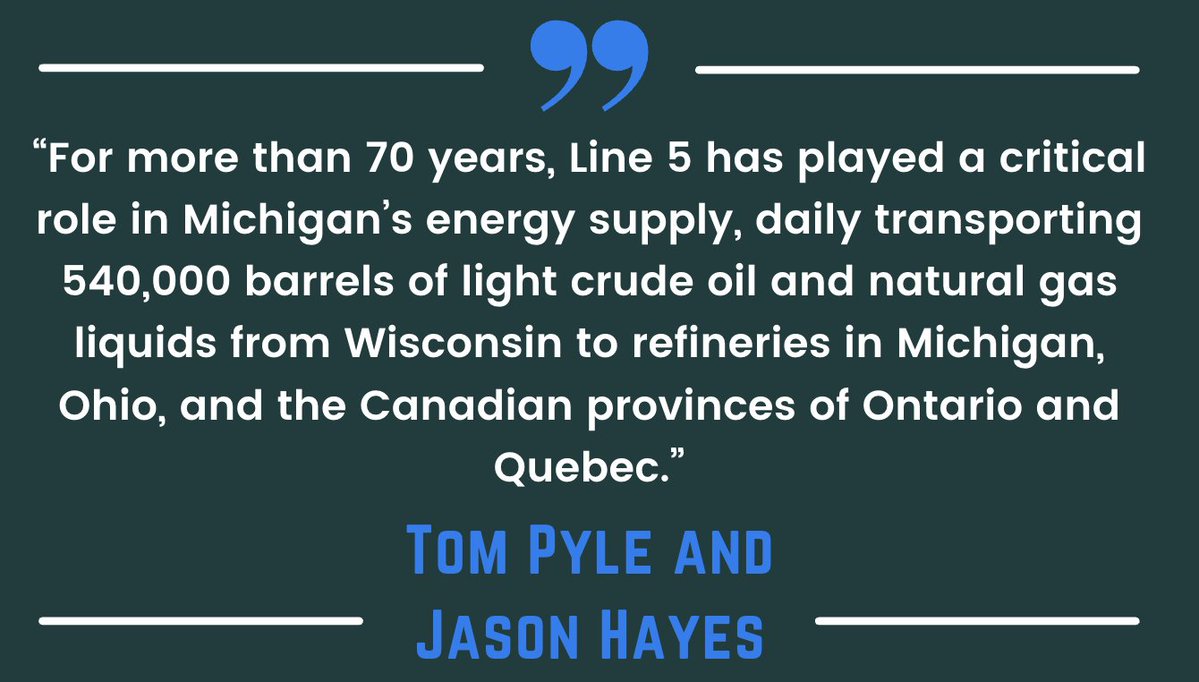 Institute for Energy Research (@ierenergy) on Twitter photo Writing for <a href="/BridgeMichigan/">Bridge Michigan</a>, <a href="/TomJPyle/">Tom Pyle</a> and <a href="/jasonthayes/">Jason Hayes</a> <a href="/MackinacCenter/">Mackinac Center</a> explain the importance of the Line 5 pipeline to Michigan's energy supply.
bridgemi.com/guest-commenta… Writing for <a href="/BridgeMichigan/">Bridge Michigan</a>, <a href="/TomJPyle/">Tom Pyle</a> and <a href="/jasonthayes/">Jason Hayes</a> <a href="/MackinacCenter/">Mackinac Center</a> explain the importance of the Line 5 pipeline to Michigan's energy supply.
bridgemi.com/guest-commenta…