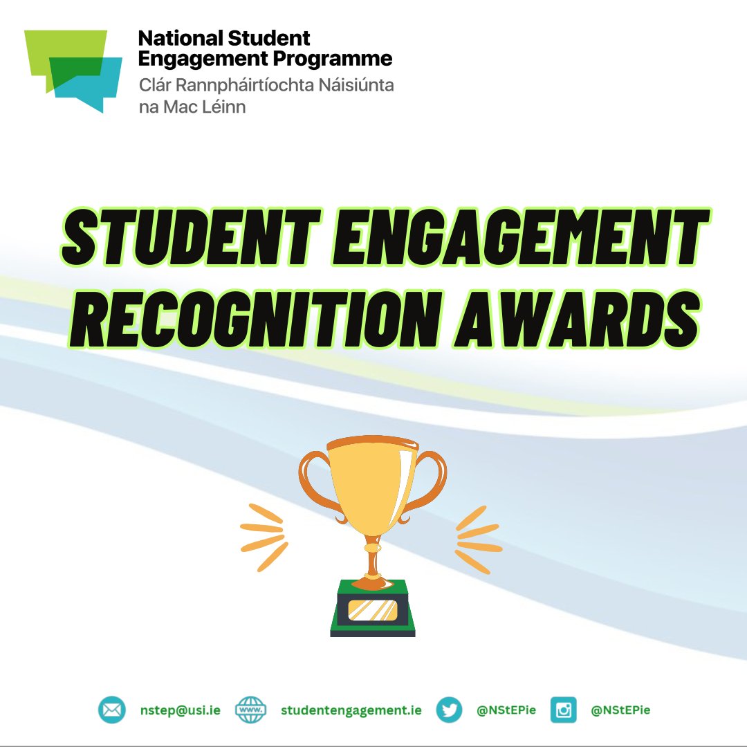 Don't miss out on applying for a Student Engagement  Recognition Award‼️

Closing date is THIS FRIDAY, 2nd May at 5PM!
Apply here 👇
studentengagement.ie/awards/
