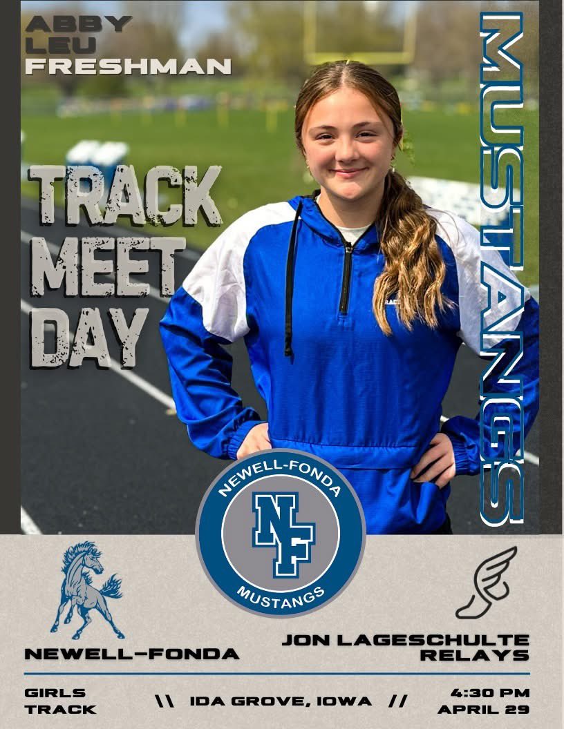 🏃‍♀️ GIRLS TRACK MEET DAY
Jon Lageschulte Relays
🆚 Westwood Rebels
🆚 South Central Calhoun Titans
🆚 Remsen St. Mary's Hawks
🆚 East Sac County Raiders
🆚 OABCIG Falcons
🆚 Ridgeview Raptors
📍 Ida Grove, IA
📅 4.29.25
🕓 4:30 PM
#newellfonda