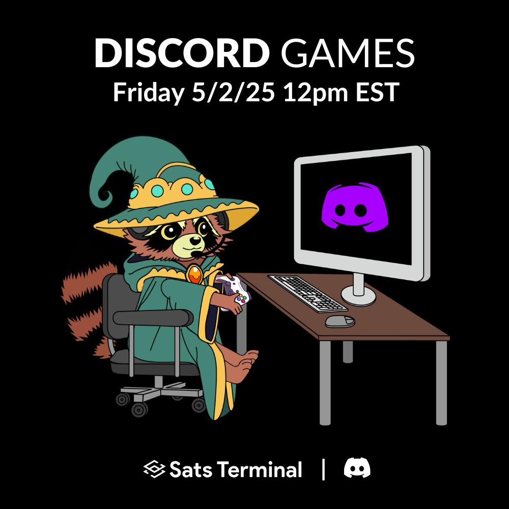 SatsTerminal's tweet photo. As a prelude for things to come, we're going to start throwing games in our Discord as a way to win Amber!

Follow the link below to join 🔽 https://t.co/OyTwSDg4oh