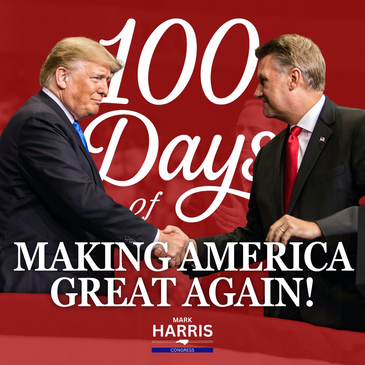 MarkHarrisNC8's tweet image. 100 days in, and we’re just getting started. Proud to stand with President Trump to deliver real results for the American people, lower prices, stronger borders, and conservative values restored. Let’s keep fighting to Make America Great Again!