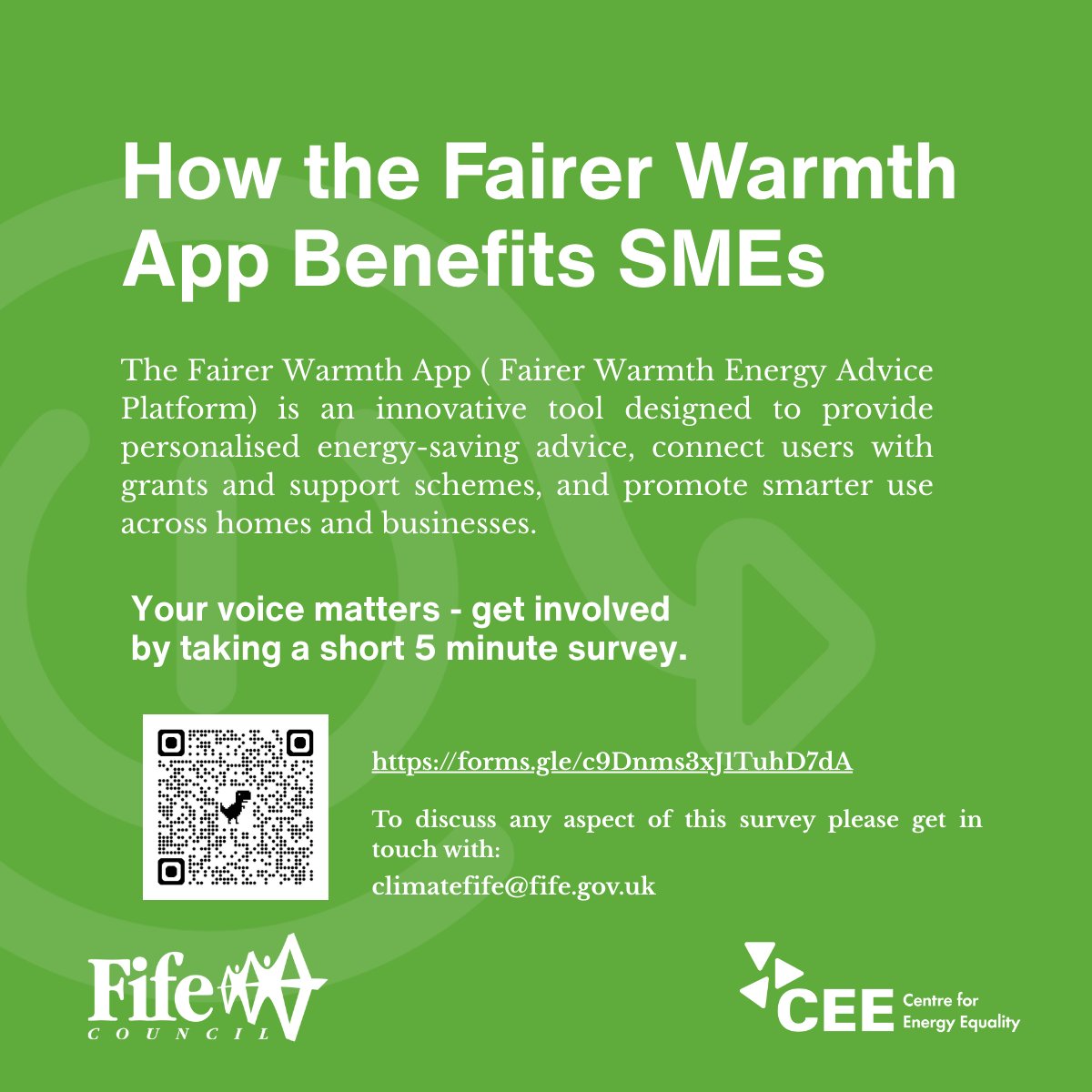 InvestFife (@investfife) on Twitter photo Take a short survey to help tailor the Fairer Warmth App for businesses like yours.
With your help, we can create practical, affordable solutions for a more energy-efficient future.
bit.ly/3QXZMcN
#FifeMeansBusiness #FairerWarmth
<a href="/BGFife/">Business Gateway Fife</a> <a href="/FifeChamber/">Fife Chamber of Commerce</a> Take a short survey to help tailor the Fairer Warmth App for businesses like yours.
With your help, we can create practical, affordable solutions for a more energy-efficient future.
bit.ly/3QXZMcN
#FifeMeansBusiness #FairerWarmth
<a href="/BGFife/">Business Gateway Fife</a> <a href="/FifeChamber/">Fife Chamber of Commerce</a>