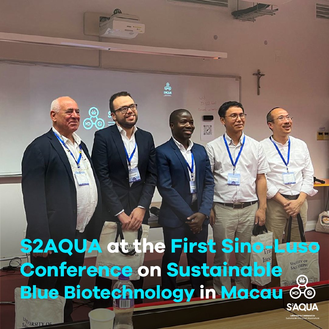 S2AQUAcoLAB's tweet photo. 🌊 S2AQUA at the 1st Sino-Luso Conference on #Sustainable Blue #Biotechnology in Macau!
Pedro Pousão (@ipma_pt  &amp; @S2AQUAcoLAB ) shared insights on tackling seafood research challenges through #innovation in #aquaculture &amp; marine #bioprospecting 🌱🌐 https://t.co/4BbuzM4wQr