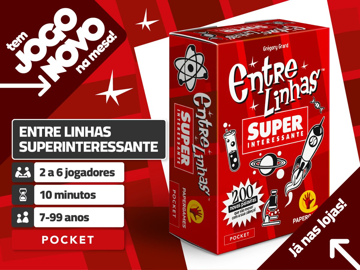 Conheça Entre Linhas Superinteressante! 🔬🦠🪐

Uma edição especial, com 200 novas palavras que mergulham no universo da ciência, história e tecnologia – tudo isso com o toque criativo e marcante da Super. ❤️ 

papergames.com.br/entre-linhas-s…

Gostou? 😍 JÁ NAS LOJAS!