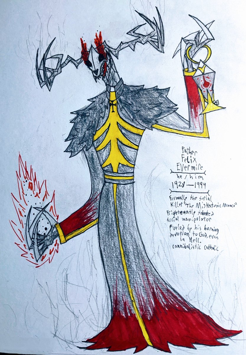 Geekinc329's tweet photo. @FeverTheOne These are some designs for a good chunk of characters that are in a similarly hell-based story I'm workin' on. No Charlie isn't named after the white girl in Hell, he's named after Charlie's Inferno. https://t.co/P6NITZ5zAK