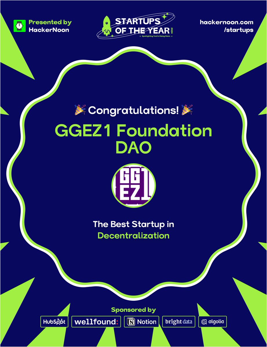 ggez_one's tweet photo. We crushed it at the @hackernoon Startup of the Year 2024 awards!
🏆 No.1 in DeFi
🏆 No.1 in Decentralization
🥈 No.2 in Blockchain
🥈 No.2 in Montreal, Canada
Proud to be leading the Web3 revolution.
We’re just getting started ... We will keep building.  #ReFi #Web3 #DeFi https://t.co/DUVPQykVV8