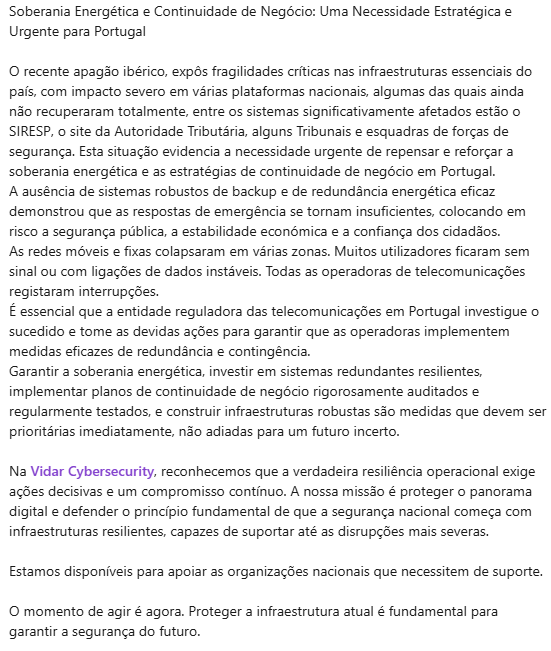 VidarCyberSec's tweet photo. #Resiliência #Cibersegurança #ContinuidadeDeNegócio #InfraestruturasCríticas #VidarCybersecurity #SegurançaNacional #SoberaniaEnergética https://t.co/2NRBHHOCLi