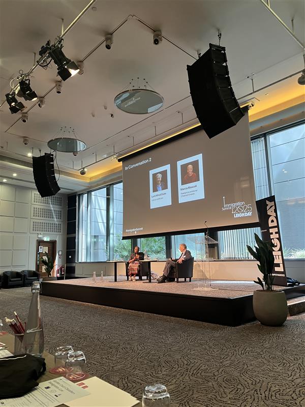 Labour politician Lord Alfred Dubs spoke as an advocate for refugees and human rights topics at Leigh Day #Immigrationsummit 2025, acting as a voice of compassion in UK politics.