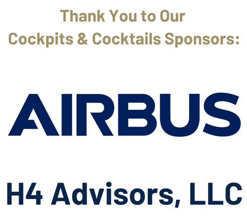AeroClubDC's tweet image. The runway’s ready, the cocktails are chilled, and none of it would be possible without our incredible sponsors! Huge thanks to @Airbus and H4 Advisors LLC for powering Thursday's Aero Club Runway Program Cockpits & Cocktails event! 🥂🛫