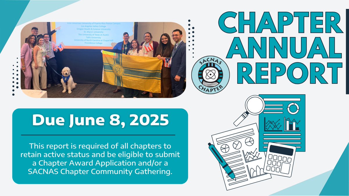SACNAS (@sacnas) on Twitter photo ๐ฃ #SACNAS Chapter Officers, just over a month left to submit your Chapter Annual Report! โณ
This is required for all Official and Provisional Chapters! #STEM
โ
Deadline: June 8
๐ฉ Questions? Reach us at: chapters@sacnas.org
๐ Learn more: hubs.la/Q03jMdWL0 ๐ฃ #SACNAS Chapter Officers, just over a month left to submit your Chapter Annual Report! โณ
This is required for all Official and Provisional Chapters! #STEM
โ
Deadline: June 8
๐ฉ Questions? Reach us at: chapters@sacnas.org
๐ Learn more: hubs.la/Q03jMdWL0