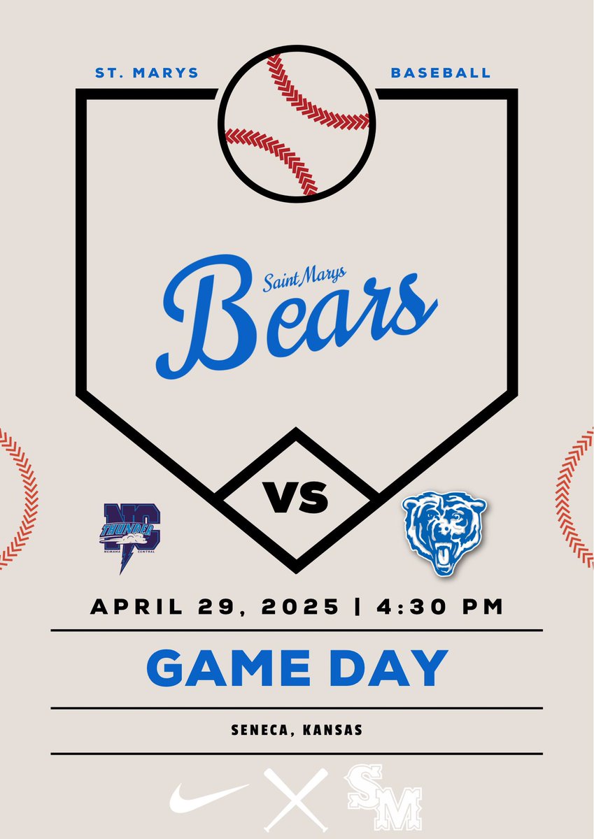 Let’s try this again!🐻⚾️

🆚  Nemaha Central Thunder
⌚️4:30 PM
📍Seneca, KS
🔗web.gc.com/teams/UMwZIZkH