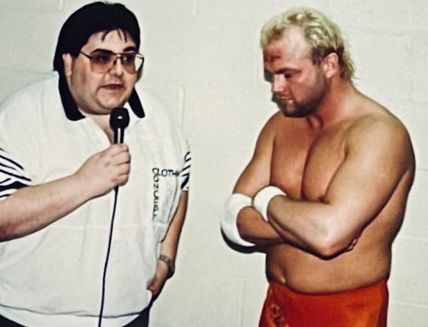 JohnArezzi's tweet image. Me and Hot Stuff Eddie Gilbert from 1990. I’m looking forward to the Dark Side of the Ring episode about him tonight. Although I was not on the episode - they did license some archival audio from my radio show for use in the story. #eddiegilbert #darksideofthering…