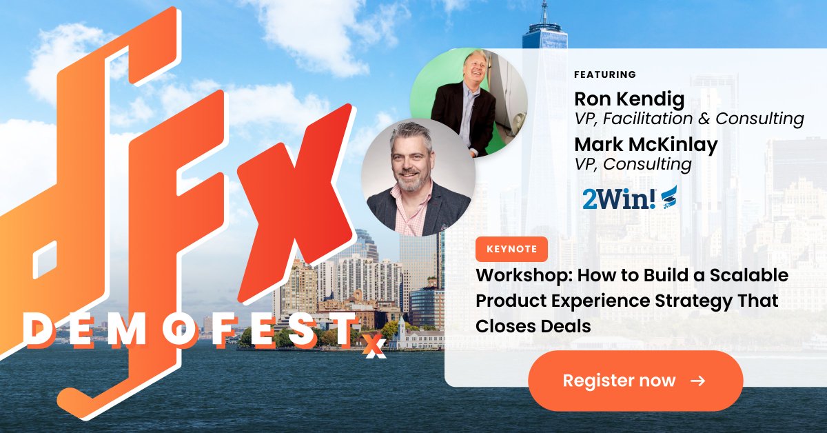 Buyers don’t want a pitch. They want to experience your product.

At #DEMOFESTx East Coast, learn how to build scalable, irresistible product experiences that close deals—led by <a href="/2WinGlobal/">2Win!</a>’s Mark McKinlay &amp; Ron Kendig.

🗽 May 15 | NYC
🎟️ hubs.ly/Q03kfc5T0