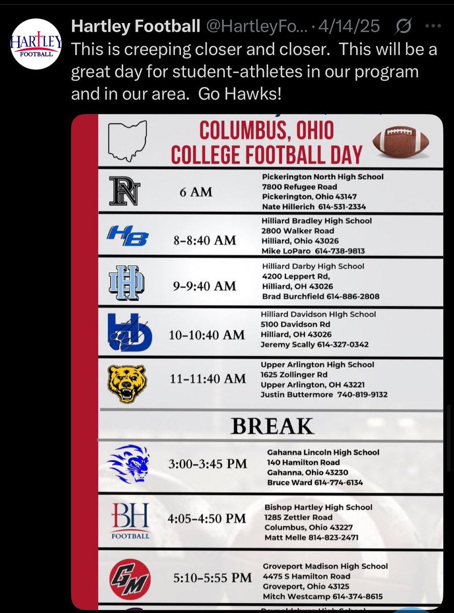 Hartley Football (@hartleyfootball) on Twitter photo One week out from College Football Day. Any college coaches looking to get information on <a href="/HartleyFootball/">Hartley Football</a> student/athletes in advance please DM or email Coach Melle at mmelle@cdeducation.org. Go Hawks! One week out from College Football Day. Any college coaches looking to get information on <a href="/HartleyFootball/">Hartley Football</a> student/athletes in advance please DM or email Coach Melle at mmelle@cdeducation.org. Go Hawks!