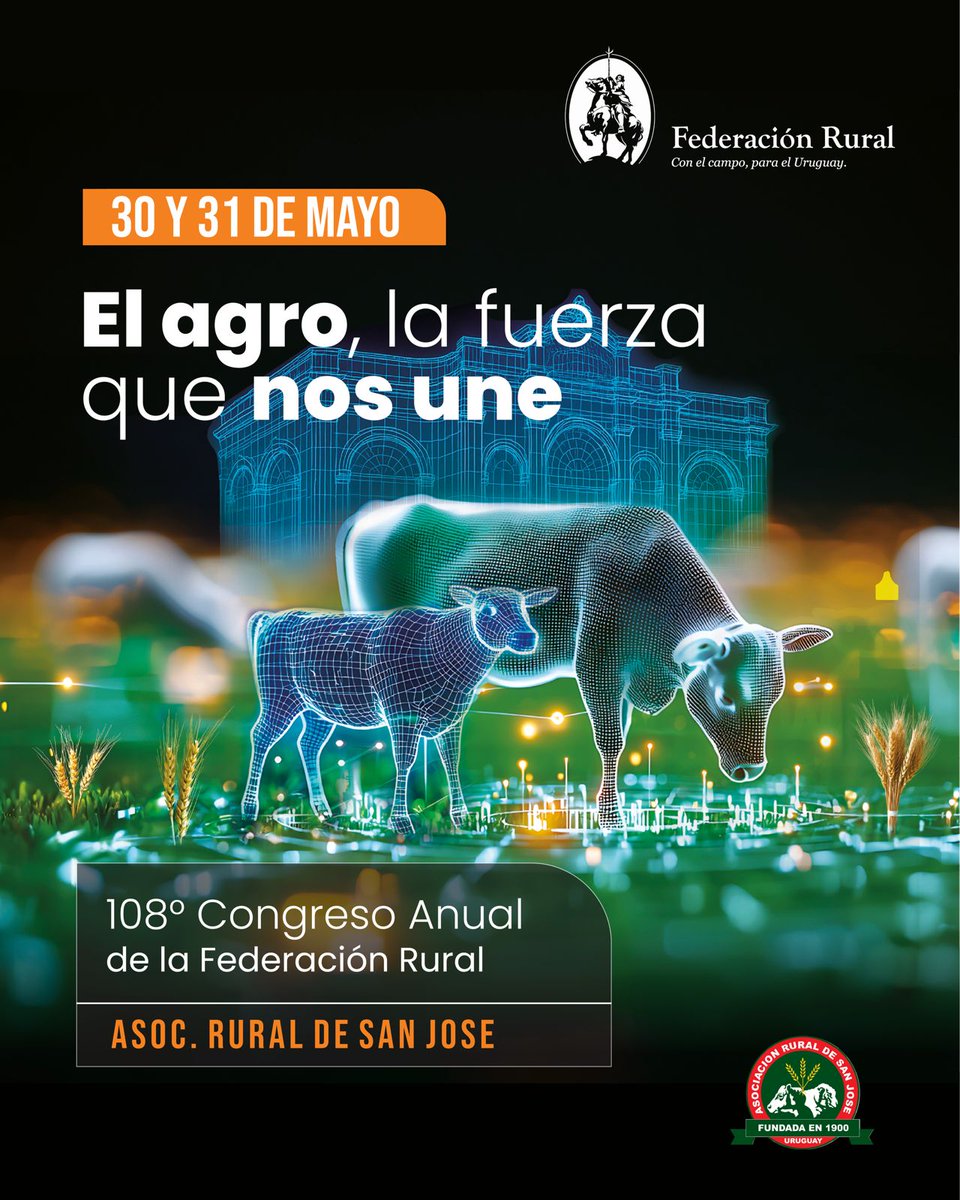 108° Congreso Anual de la Federación Rural.
Asoc. Rural de San José.
El agro, la fuerza que nos une.