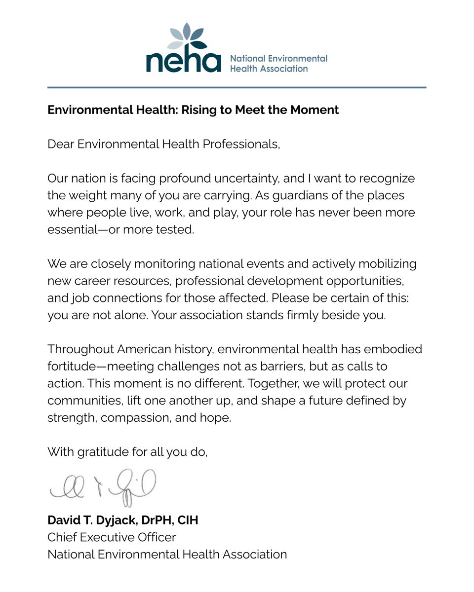 A Letter from NEHA CEO, Dr. David Dyjack.