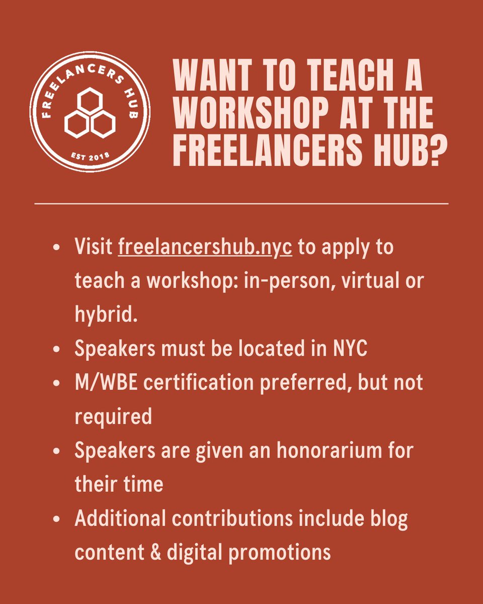 Check out the May events for the <a href="/nyc_hub/">Freelancers Hub NYC</a>! The hub is a community space for NYC freelancers. Join us for free workshops, clinics, consultations, and community events, and make sure to visit our FREE co-working space! 🎉 Learn more: freelancersunion.org/hub