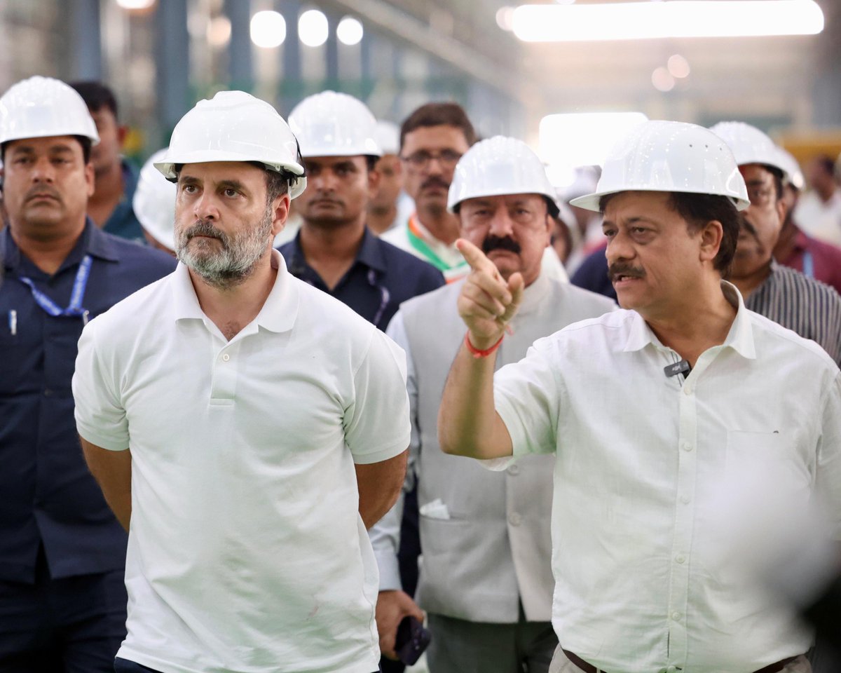 INCIndia's tweet photo. LoP Shri @RahulGandhi today visited the Modern Coach Factory in Raebareli and held a discussion at length with the officials.

The Indian Railways is not just a major avenue for youth employment, it is also the nation's 'lifeline', on which millions of Indians depend each day for their transportation.

By strengthening this sector, we can ensure convenience and safety for the passengers and empower the nation's youth.