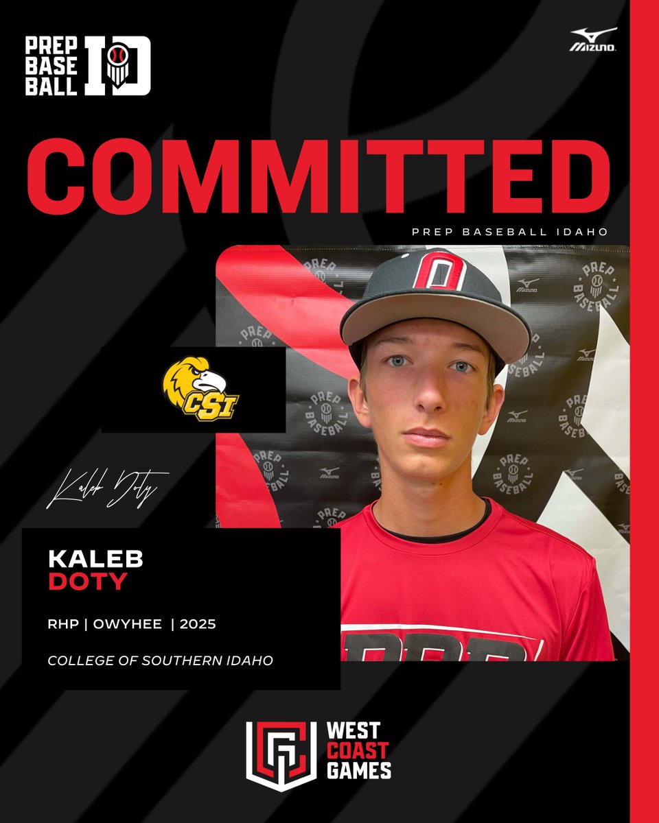 Prep Baseball Idaho (@prepbaseballid) on Twitter photo ๐จ๐๐๐๐๐๐๐๐๐๐ ๐๐๐๐๐๐จ
'25 RHP Kaleb Doty (Owyhee) has announced his commitment to the College of Southern Idaho.
The #PBWCG24 alum was one of the top unsigned senior arms in the State.
Profileโก๏ธ loom.ly/6J2WpHI
Commitment Boardโก๏ธ loom.ly/dqAUjNM ๐จ๐๐๐๐๐๐๐๐๐๐ ๐๐๐๐๐๐จ
'25 RHP Kaleb Doty (Owyhee) has announced his commitment to the College of Southern Idaho.
The #PBWCG24 alum was one of the top unsigned senior arms in the State.
Profileโก๏ธ loom.ly/6J2WpHI
Commitment Boardโก๏ธ loom.ly/dqAUjNM
