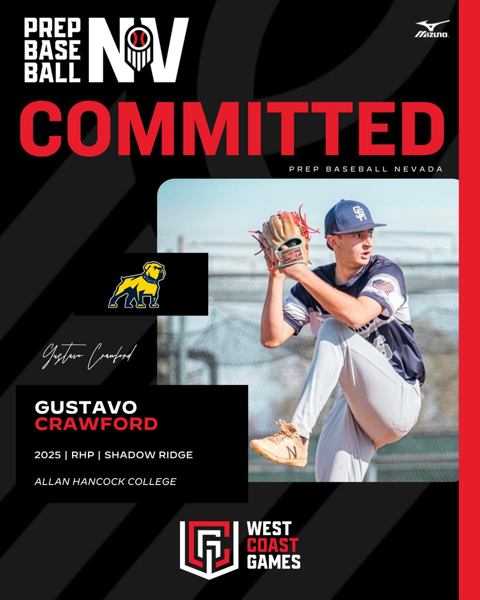 🚨𝐂𝐎𝐌𝐌𝐈𝐓𝐌𝐄𝐍𝐓 𝐀𝐋𝐄𝐑𝐓🚨

'25 RHP Gustavo Crawford (Shadow Ridge) has announced his commitment to Allan Hancock College.

Crawford is Nevada's 11th commitment from the 2024 West Coast Games.

Profile➡️ loom.ly/NCHNsHI
Commitment Board➡️ loom.ly/jqD-eok