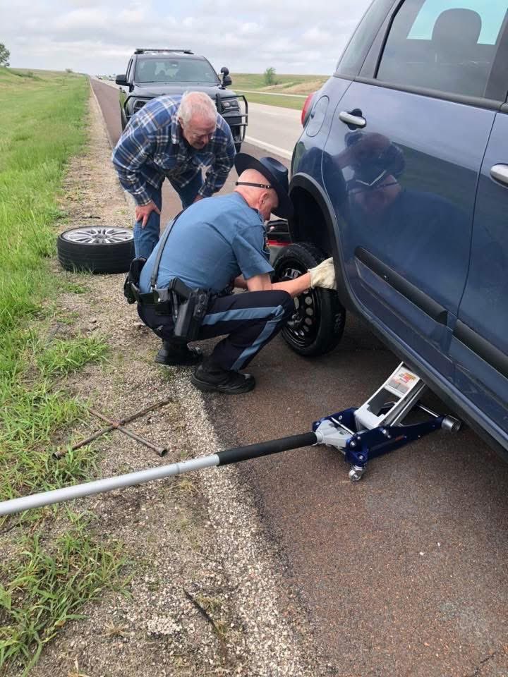 TrooperBenKHP's tweet image. Every now and then, we receive a message that reminds us why we do what we do.
We received the following from a family traveling across Kansas:
“Trooper Van Buren helped us out today on I-70, about ten miles west of Salina. Our donut tire was funky, so he drove my husband to…