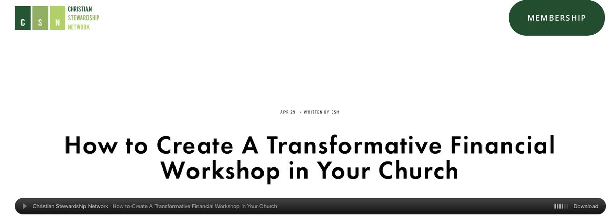 Honored to discuss creating transformational financial workshops at churches in this podcast episode with the Christian Stewardship Network

christianstewardshipnetwork.com/podcasts/2025/…