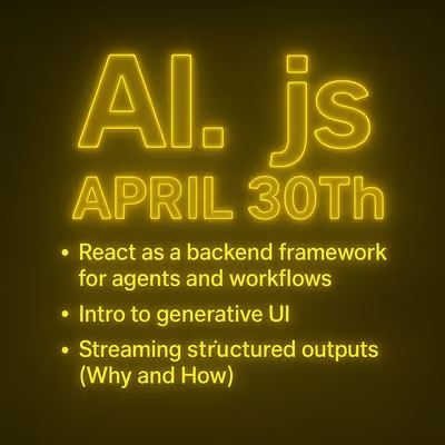 The first AI.js meetup is happening tomorrow in Seattle. Over 150 registered but we still have a few spots left. 

Come learn about the latest and greatest TS/JS patterns with speakers from <a href="/boundaryML/">Boundary ML</a> <a href="/tambo_ai/">tambo ai</a> and <a href="/gensx_inc/">GenSX</a> and a science fair with a dozen community demos