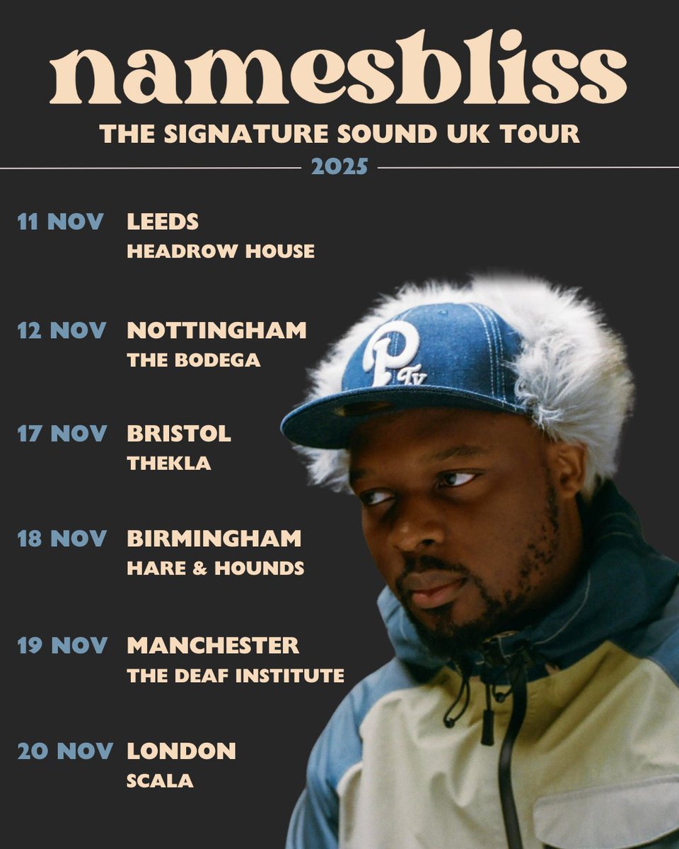 The Bodega (@bodeganotts) on Twitter photo GIG NEWS
Hyped is an understatement! The one and only <a href="/namesbliss/">namesbliss</a> will bring his signature sound to The Bodega on 12th November 2025.
Tickets on sale now 👉 alt.tkts.me/tl/pp6y GIG NEWS
Hyped is an understatement! The one and only <a href="/namesbliss/">namesbliss</a> will bring his signature sound to The Bodega on 12th November 2025.
Tickets on sale now 👉 alt.tkts.me/tl/pp6y