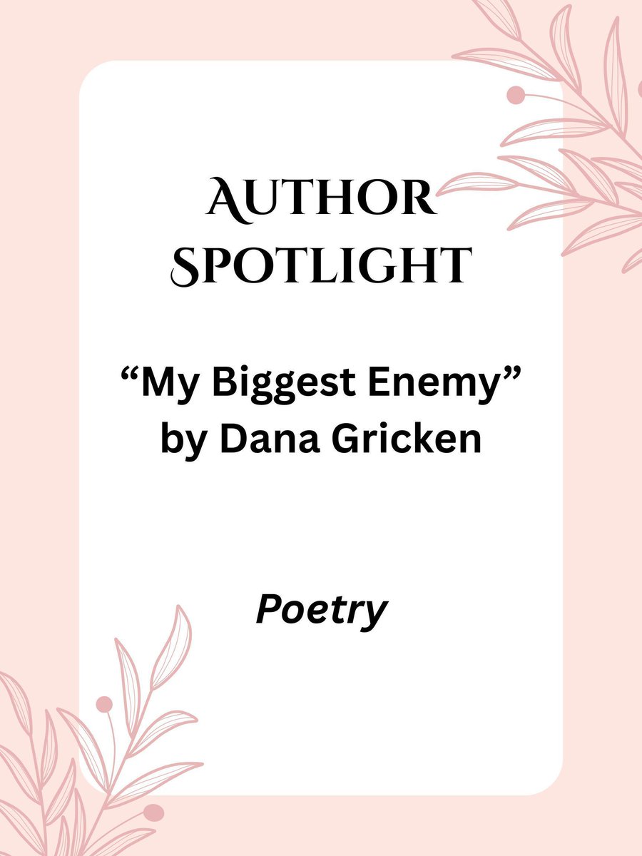 flarelitmag's tweet image. Author Spotlight #4: Dana Gricken (@DanaGricken) and her poem, "My Biggest Enemy."
Read her piece here: flaremagazinecom.wordpress.com/my-biggest-ene… 
.
.
.
#litmags #mentalhealthmatters #issue2 #poetry #authorspotlight