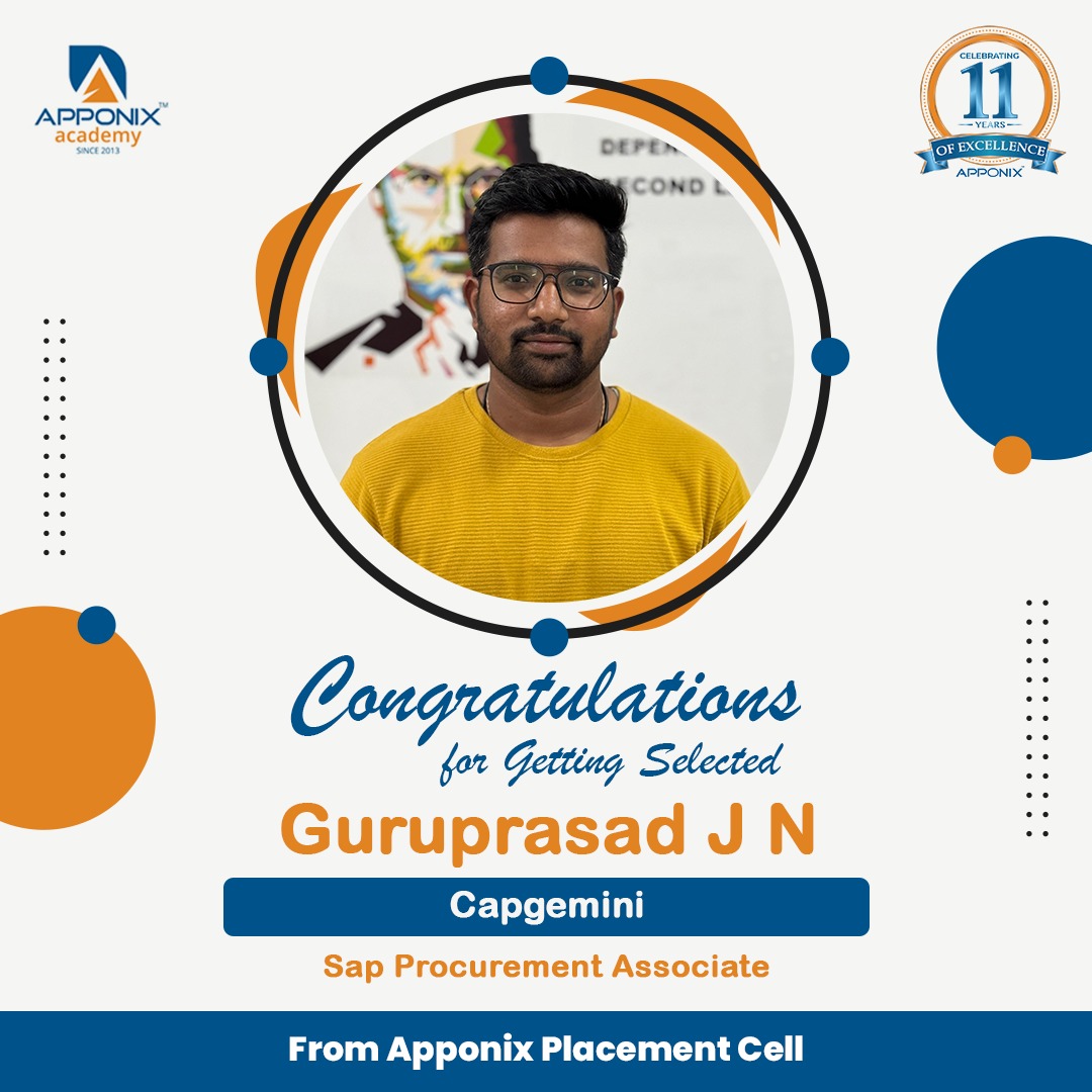 apponix's tweet image. 💼 Another star shines bright!
Guruprasad J N has been placed at Capgemini as a SAP Procurement Associate, thanks to the support of Apponix Placement Cell 🌟👏
📍Join Apponix and kickstart your dream career

#ApponixSuccess #PlacedAtCapgemini #SAPCareers #StudentAchievement