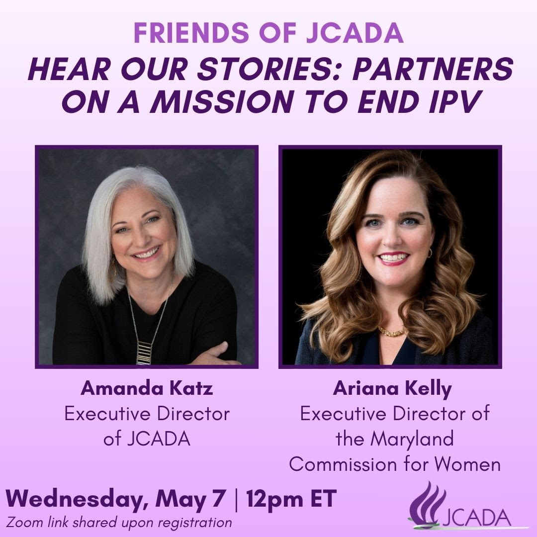 mdc4w's tweet image. Join us on Wednesday, May 7 at 12pm ET for a powerful conversation hosted by Friends of JCADA.
Our very own Ariana Kelly, Executive Director of the Maryland Commission for Women, will speak alongside Amanda Katz, Executive Director of JCADA.