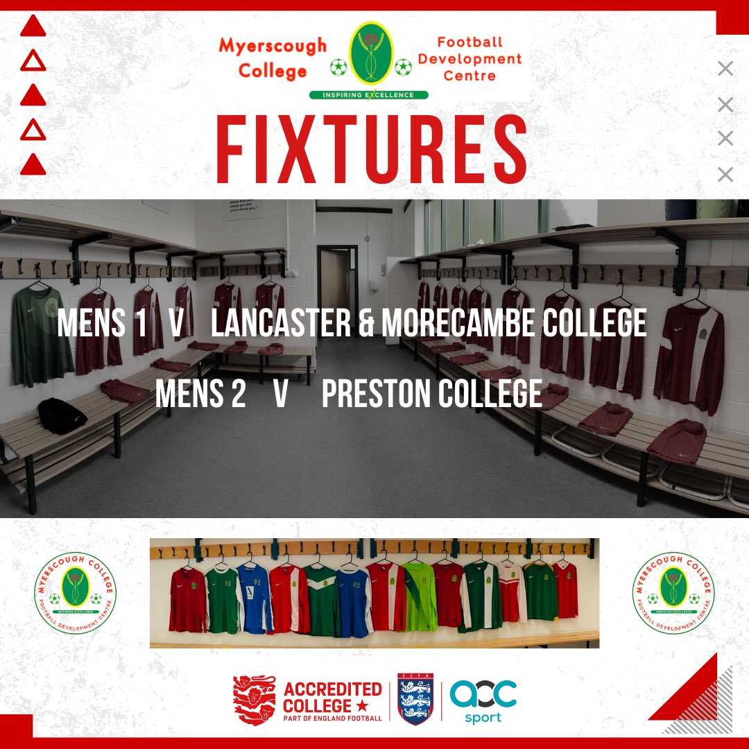 Two exciting fixtures tomorrow as Men’s 1 squad complete their league campaign whilst Men’s 2 have the opportunity to play at Deepdale stadium. 

Plenty to look forward to 🤝⚽️🔴🟢#education #football #myerscough
