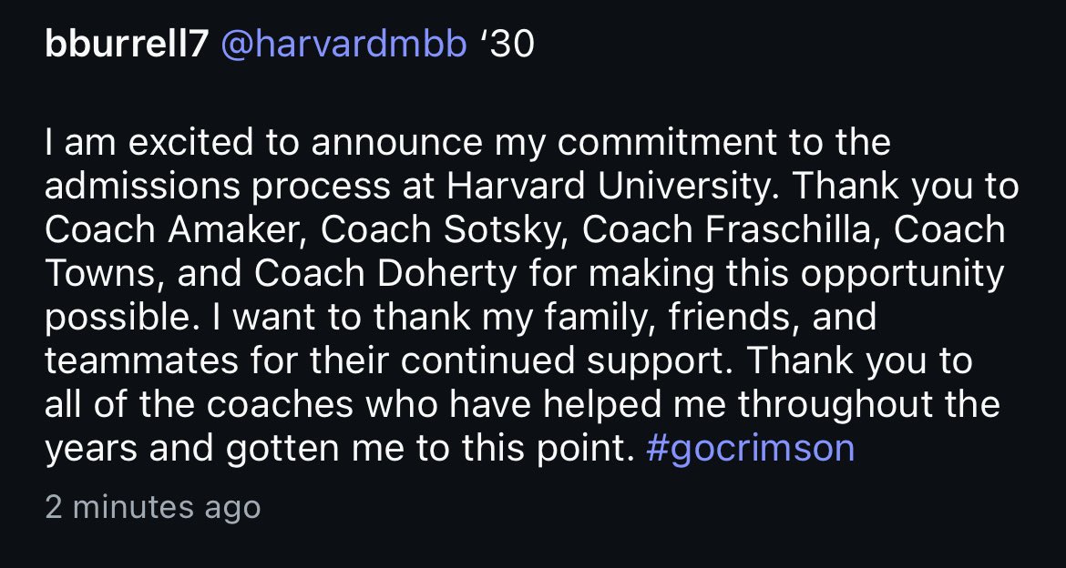 Tyrone Carver Jr. (@coachcarver_) on Twitter photo Brandon Burrell has announced his commitment to the admissions process at Harvard University! <a href="/MamaroneckED/">Mamaroneck Schools</a> <a href="/mhsvarsitysport/">The Jungle</a> <a href="/MamkAthletics/">MHS Athletics</a> <a href="/lohudhoopsmbd/">lohudhoopsmbd</a> <a href="/KDJmedia1/">Kevin Devaney Jr.</a> <a href="/rayteodora1/">Ray Teodora</a> <a href="/lohudsports/">lohud sports</a> <a href="/NYCHoopsnball/">Stacey Davis</a> <a href="/HarvardMBB/">Harvard Men’s Basketball</a> <a href="/mike_sotsky/">Mike Sotsky</a> Brandon Burrell has announced his commitment to the admissions process at Harvard University! <a href="/MamaroneckED/">Mamaroneck Schools</a> <a href="/mhsvarsitysport/">The Jungle</a> <a href="/MamkAthletics/">MHS Athletics</a> <a href="/lohudhoopsmbd/">lohudhoopsmbd</a> <a href="/KDJmedia1/">Kevin Devaney Jr.</a> <a href="/rayteodora1/">Ray Teodora</a> <a href="/lohudsports/">lohud sports</a> <a href="/NYCHoopsnball/">Stacey Davis</a> <a href="/HarvardMBB/">Harvard Men’s Basketball</a> <a href="/mike_sotsky/">Mike Sotsky</a>