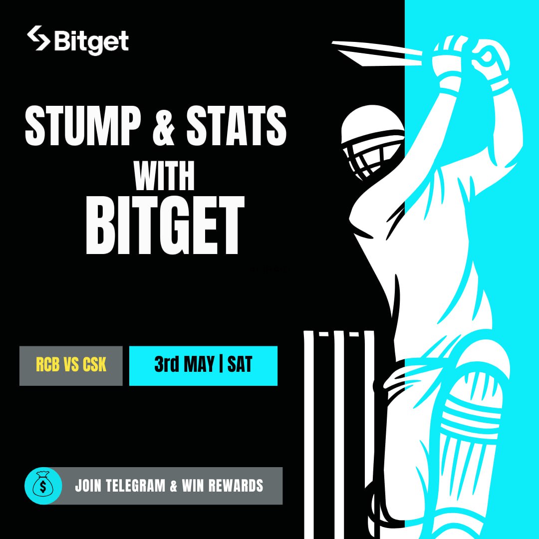 Bitget South Asia (@bitgetindia) on Twitter photo Join today for Stump & Stats with #Bitget during the #RCBvsCSK showdown.
Answer match-time questions in our Telegram and share 50 USDT with fellow cricket fans.
📍Live on May 3, 6 PM IST: t.me/bitgetindian
👉 Follow <a href="/BitgetIndia/">Bitget South Asia</a>, RT & tag 3 frens Join today for Stump & Stats with #Bitget during the #RCBvsCSK showdown.
Answer match-time questions in our Telegram and share 50 USDT with fellow cricket fans.
📍Live on May 3, 6 PM IST: t.me/bitgetindian
👉 Follow <a href="/BitgetIndia/">Bitget South Asia</a>, RT & tag 3 frens