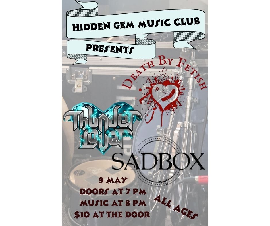 Cool show alert. Repost and retweet. See you at Hidden Gem Music Club on 9 May with Thunderlover and Death by Fetish. Music starts at 8 PM. #daytonlocalmusic #daytonbands