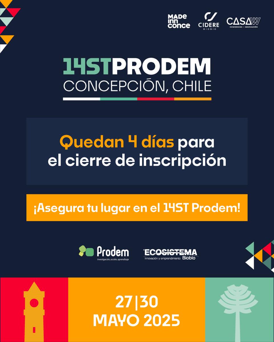 ⏳ ¡Últimos 4 días para sumarte!

🧠 Participa del 14ST Prodem con paneles, workshops y referentes de más de 15 países.
🎓 Sumate al Certificado DEEI 5.0, con formación de calidad, trabajo aplicado y una red latinoamericana activa.

🔗 es.surveymonkey.com/r/14STDEEIConce